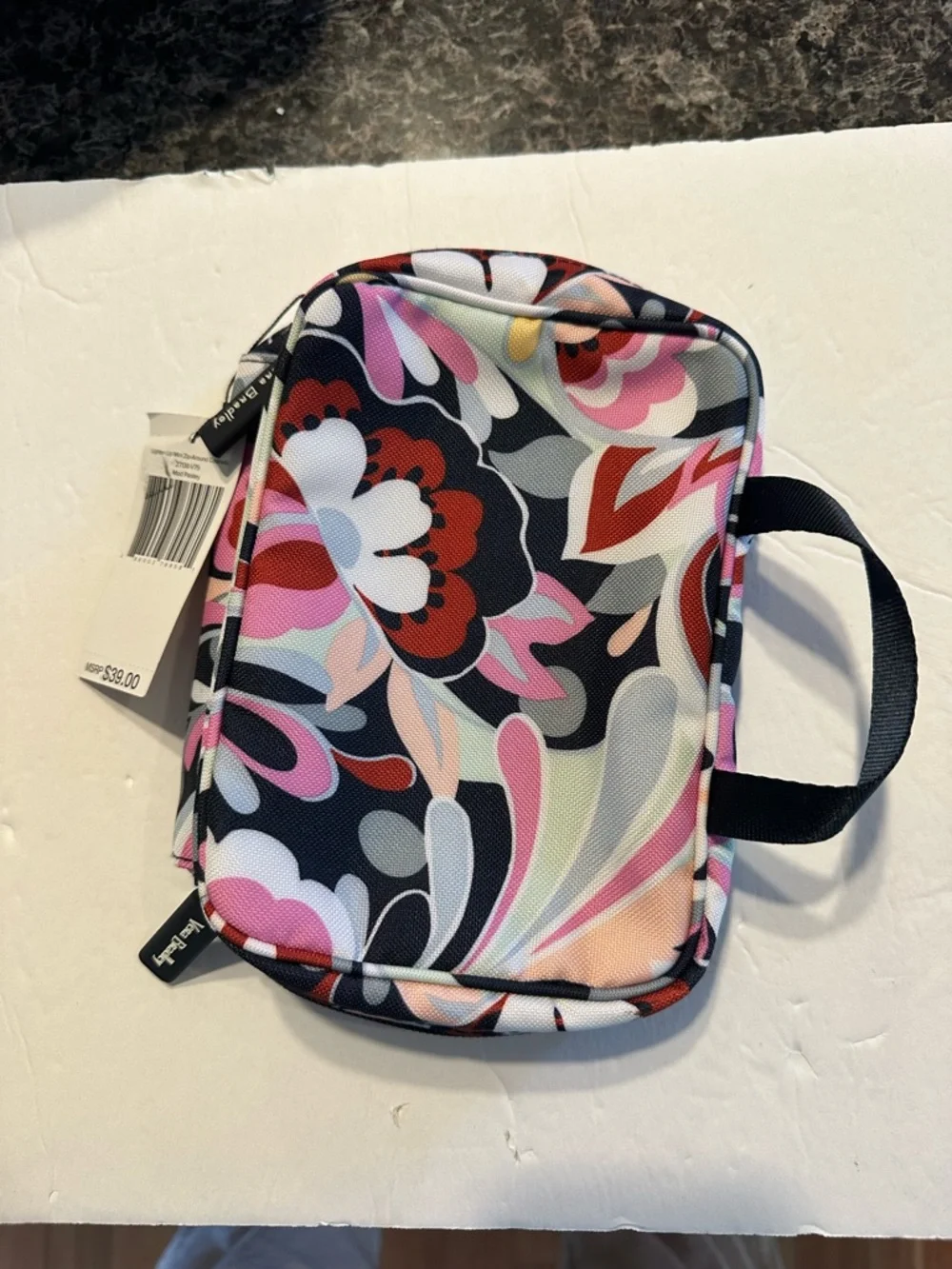 Vera Bradley Multicolor Floral Cosmetic Pouch - Black, Pink, Red